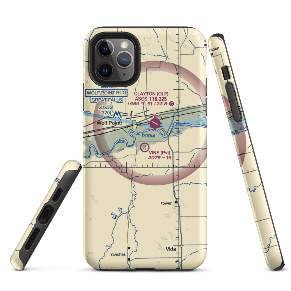 Vine Airport (MT80) VFR Sectional  Tough iPhone Case iPhone 11 Pro Max model shown