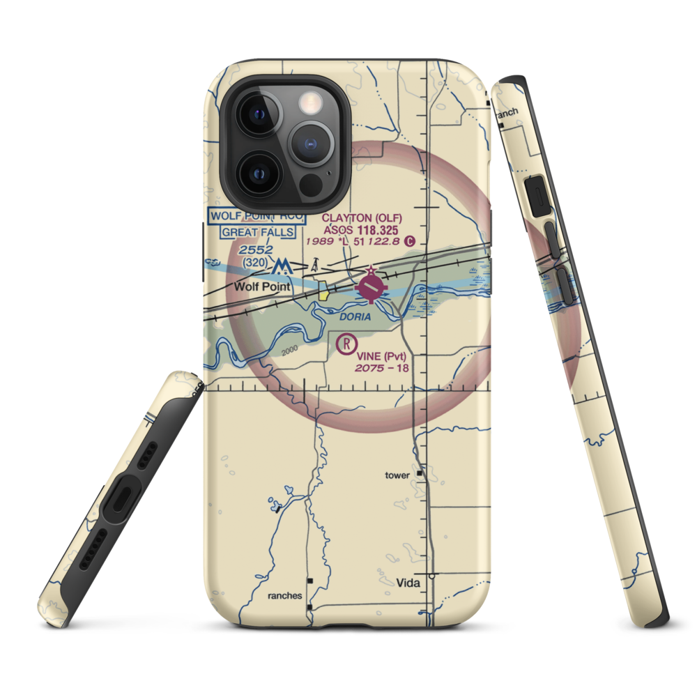 Vine Airport (MT80) VFR Sectional  Tough iPhone Case iPhone 12 Pro Max model shown