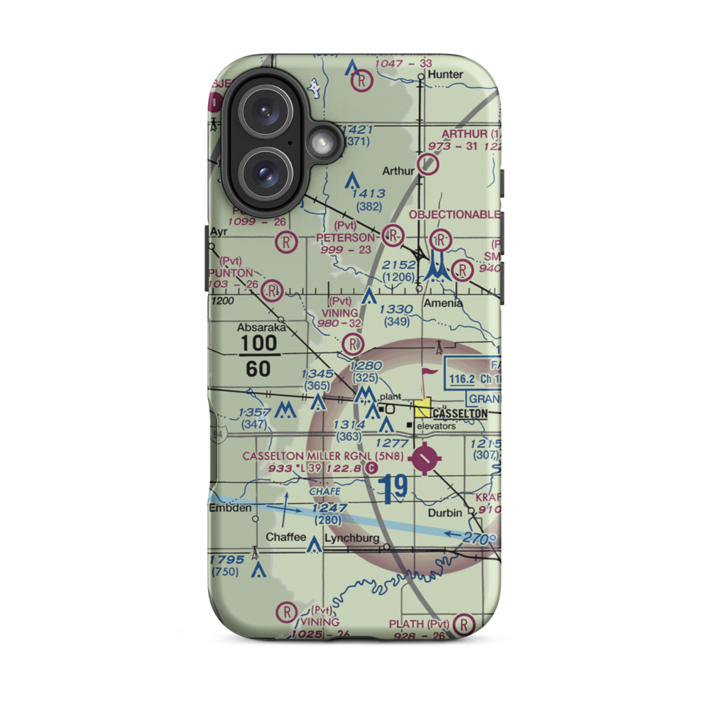 Vining Airport (ND68) VFR Sectional  Tough iPhone Case iPhone 16 Plus model shown