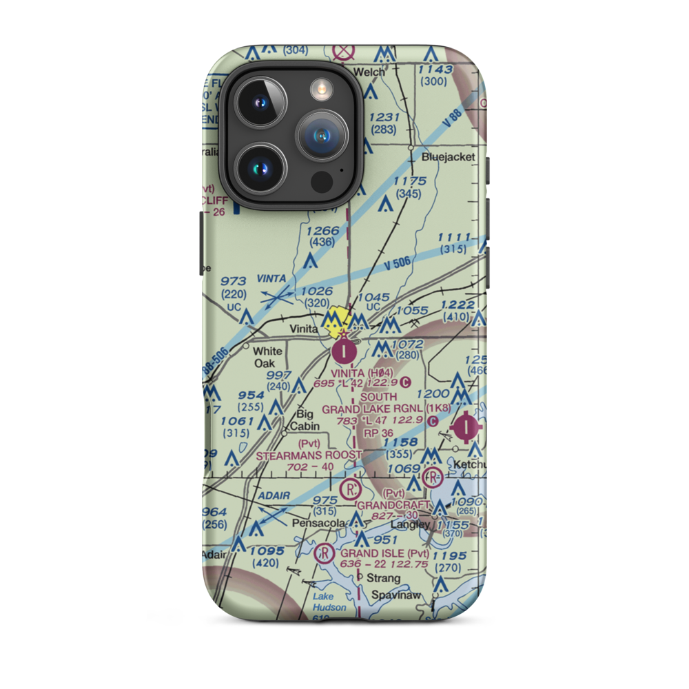 Vinita Municipal Airport (H04) VFR Sectional  Tough iPhone Case iPhone 16 Pro Max model shown