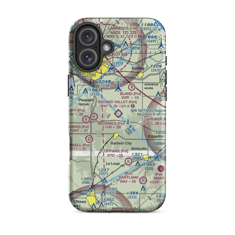 Vinland Valley Aerodrome (K64) VFR Sectional  Tough iPhone Case iPhone 16 Plus model shown