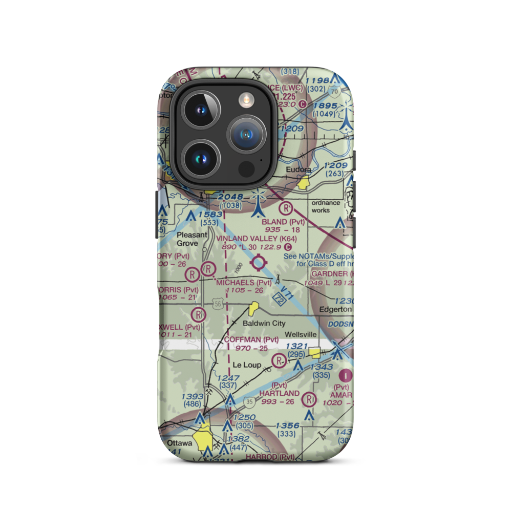 Vinland Valley Aerodrome (K64) VFR Sectional  Tough iPhone Case iPhone 16 Pro model shown