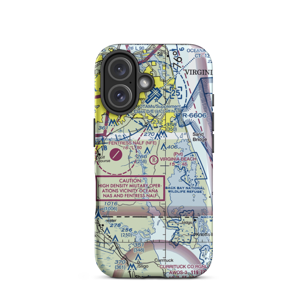 Virginia Beach Airport (42VA) VFR Sectional  Tough iPhone Case iPhone 16 model shown