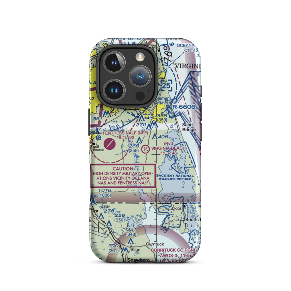 Virginia Beach Airport (42VA) VFR Sectional  Tough iPhone Case iPhone 16 Pro model shown
