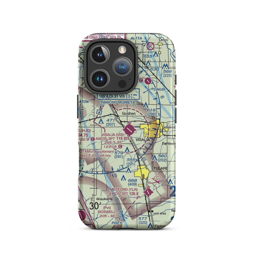 Visalia Municipal Airport (VIS) VFR Sectional  Tough iPhone Case iPhone 16 Pro model shown