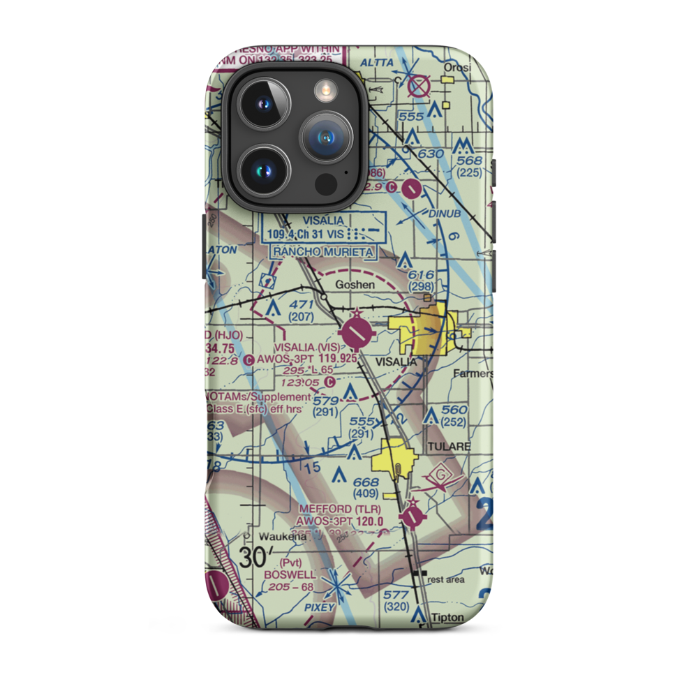 Visalia Municipal Airport (VIS) VFR Sectional  Tough iPhone Case iPhone 16 Pro Max model shown