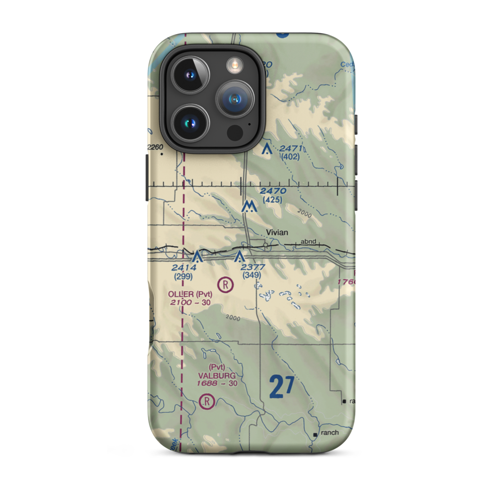 Vivian Airport (SD81) VFR Sectional  Tough iPhone Case iPhone 16 Pro Max model shown
