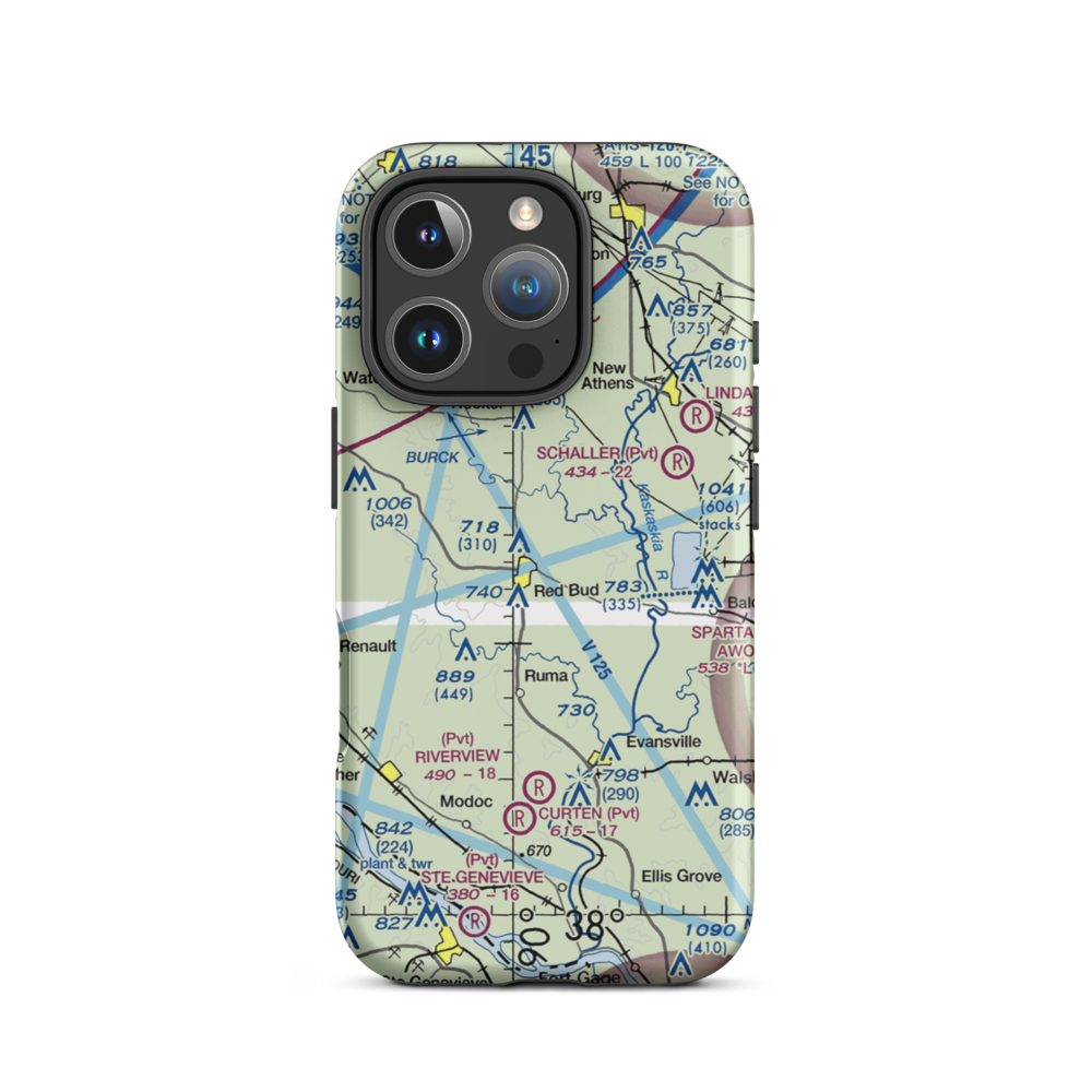 Voges Airstrip (89IS) VFR Sectional  Tough iPhone Case iPhone 16 Pro model shown