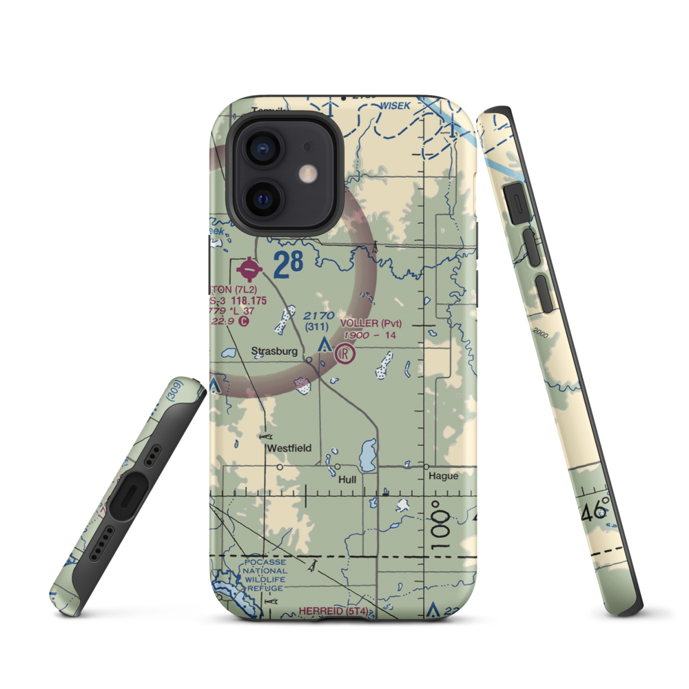 Voller Airport (ND41) VFR Sectional  Tough iPhone Case iPhone 12 model shown