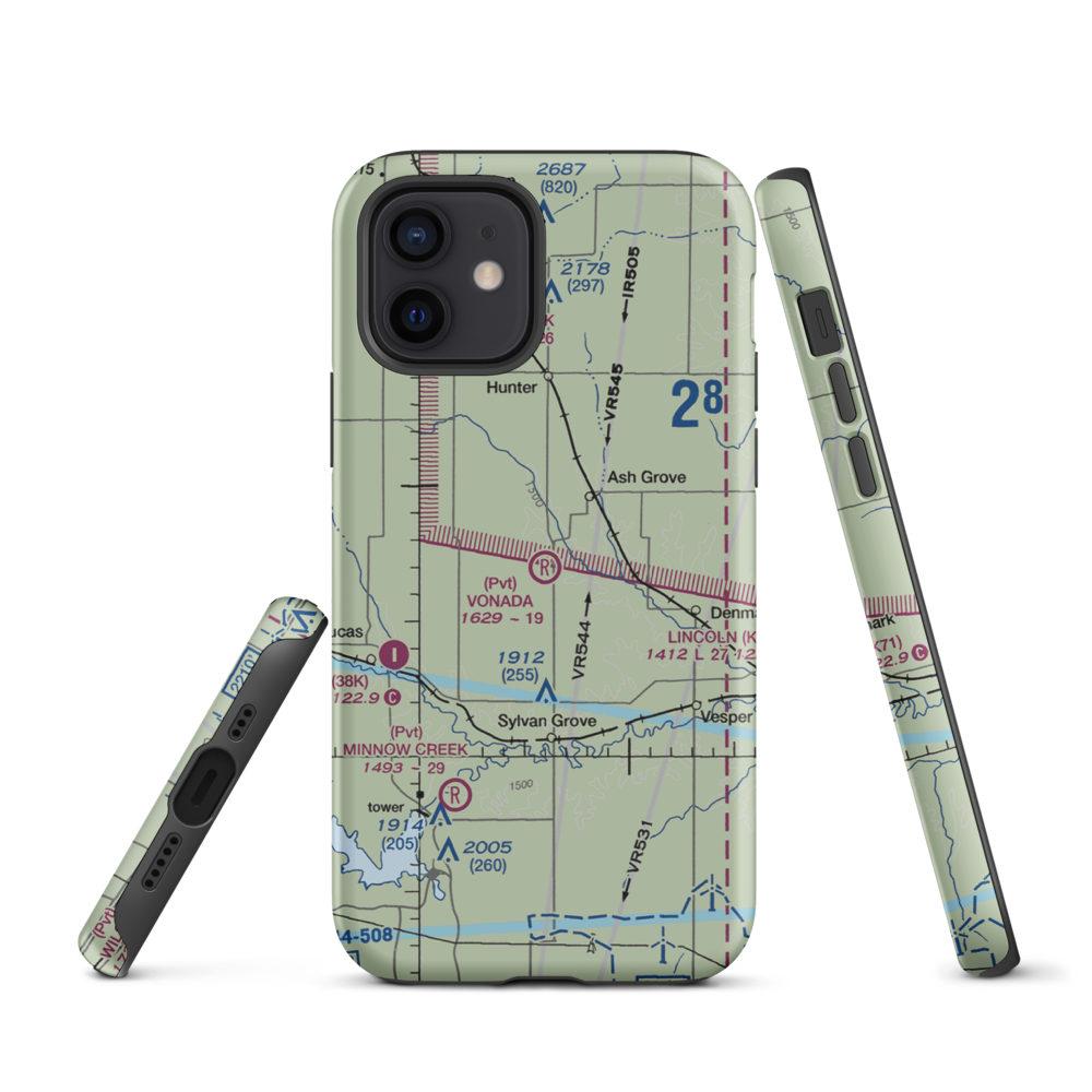 Vonada Airport (2KS8) VFR Sectional  Tough iPhone Case iPhone 12 model shown