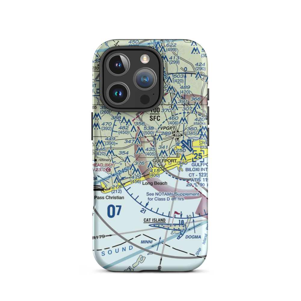Vortex Heliport (35M) VFR Sectional  Tough iPhone Case iPhone 16 Pro model shown
