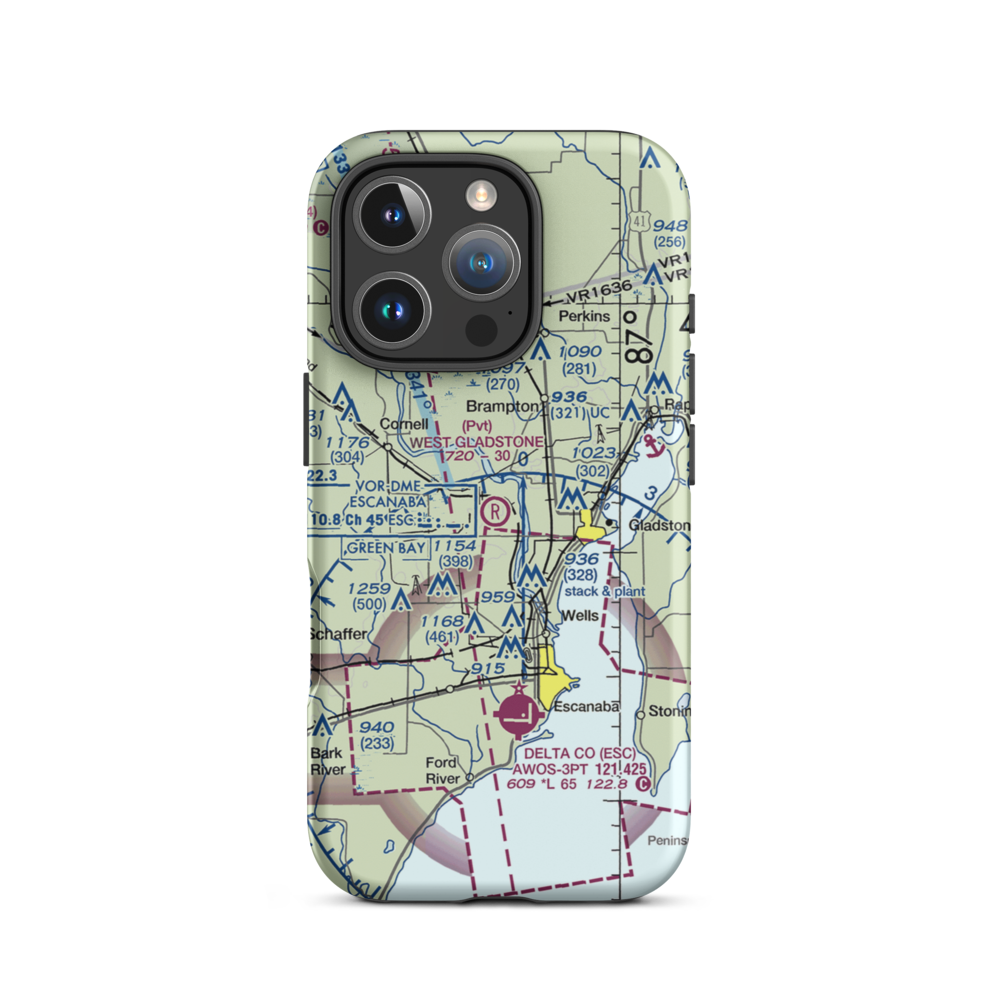 W Gladstone Airport (43MI) VFR Sectional  Tough iPhone Case iPhone 16 Pro model shown