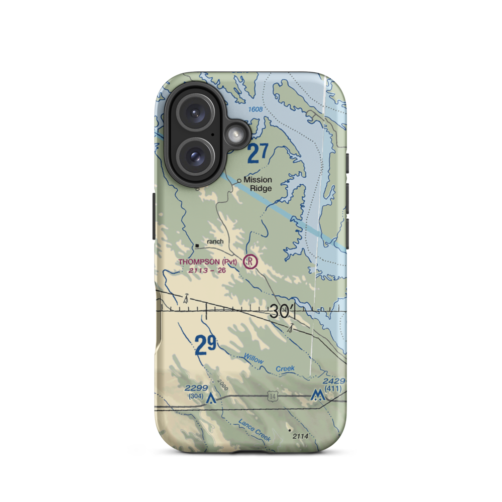 W L Thompson Airport (SD57) VFR Sectional  Tough iPhone Case iPhone 16 model shown