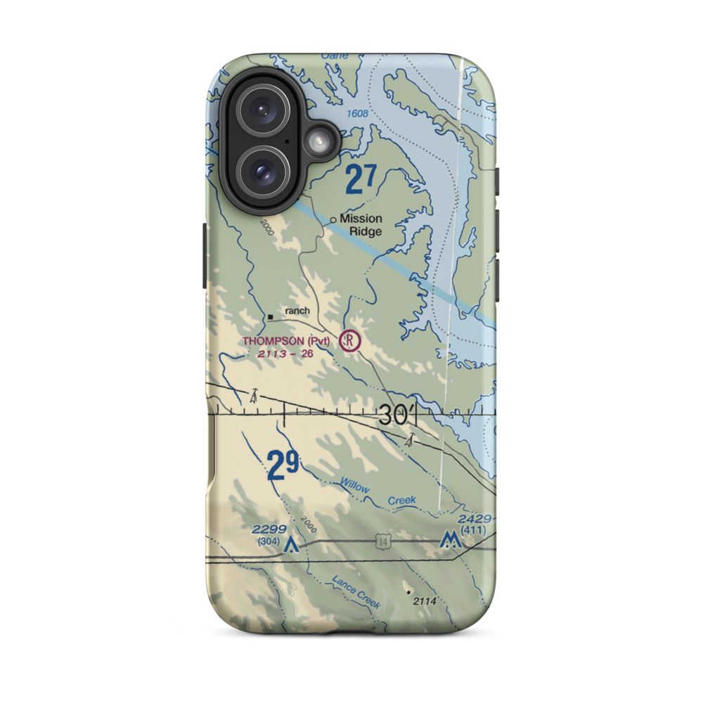 W L Thompson Airport (SD57) VFR Sectional  Tough iPhone Case iPhone 16 Plus model shown