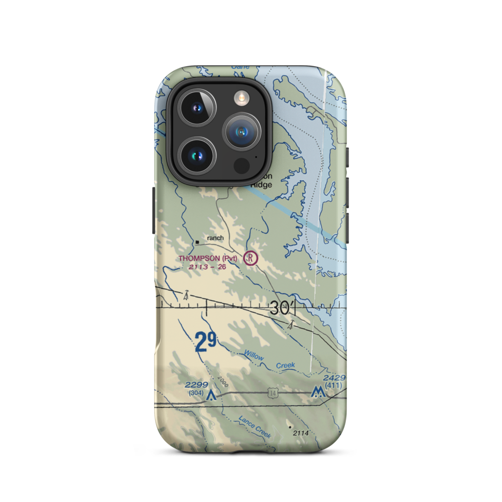 W L Thompson Airport (SD57) VFR Sectional  Tough iPhone Case iPhone 16 Pro model shown