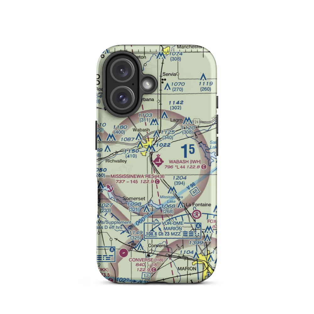 Wabash Municipal Airport (IWH) VFR Sectional  Tough iPhone Case iPhone 16 model shown