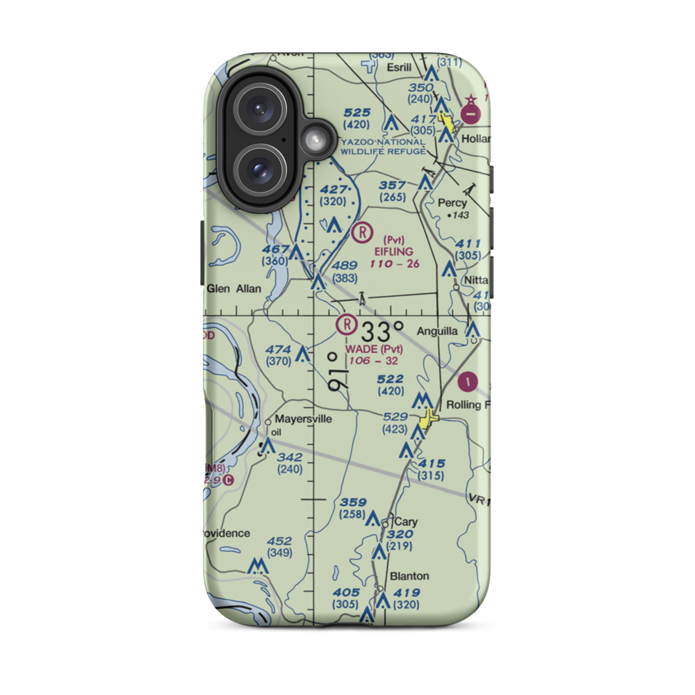 Wade Airport (MS35) VFR Sectional  Tough iPhone Case iPhone 16 Plus model shown
