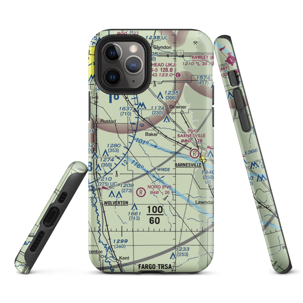 Wagner Farm Airport (36MN) VFR Sectional  Tough iPhone Case iPhone 11 Pro model shown