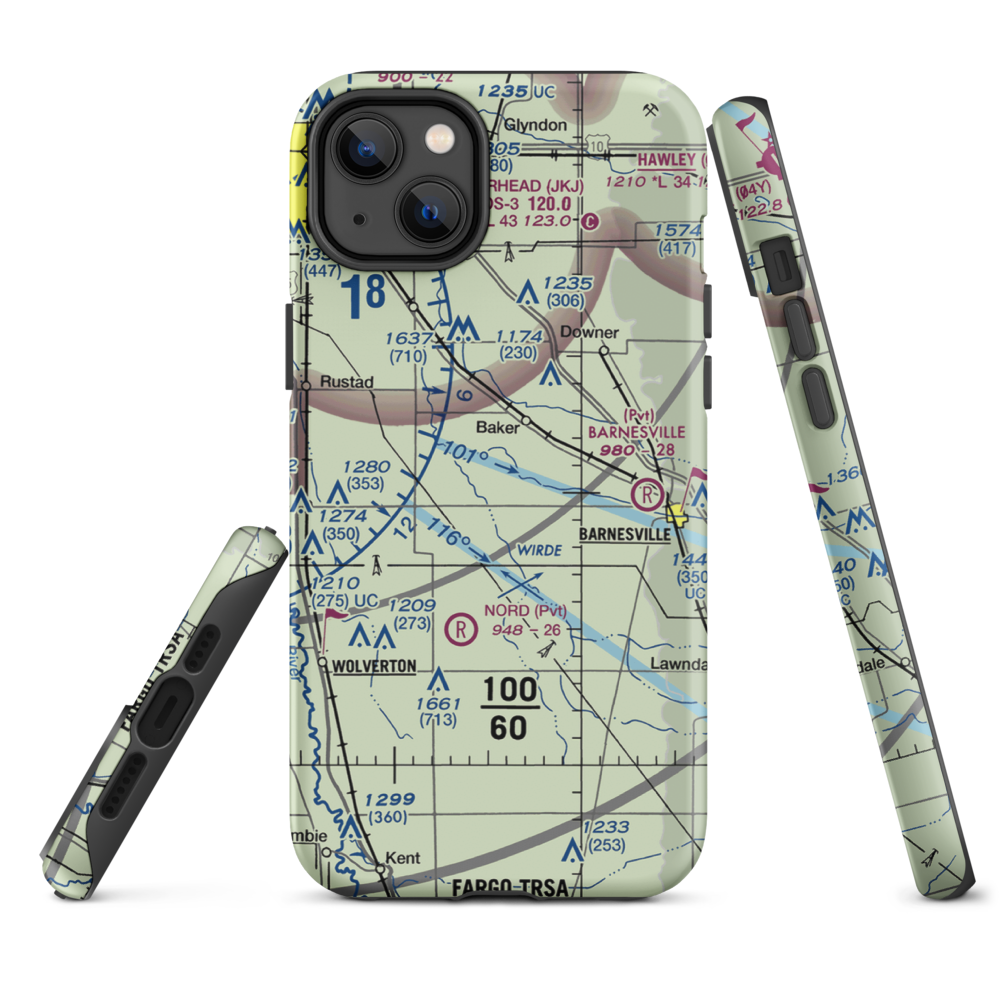 Wagner Farm Airport (36MN) VFR Sectional  Tough iPhone Case iPhone 14 Plus model shown