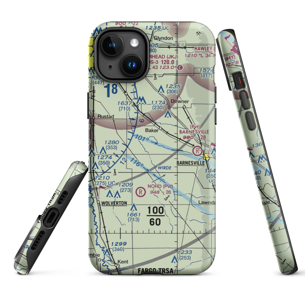 Wagner Farm Airport (36MN) VFR Sectional  Tough iPhone Case iPhone 15 Plus model shown