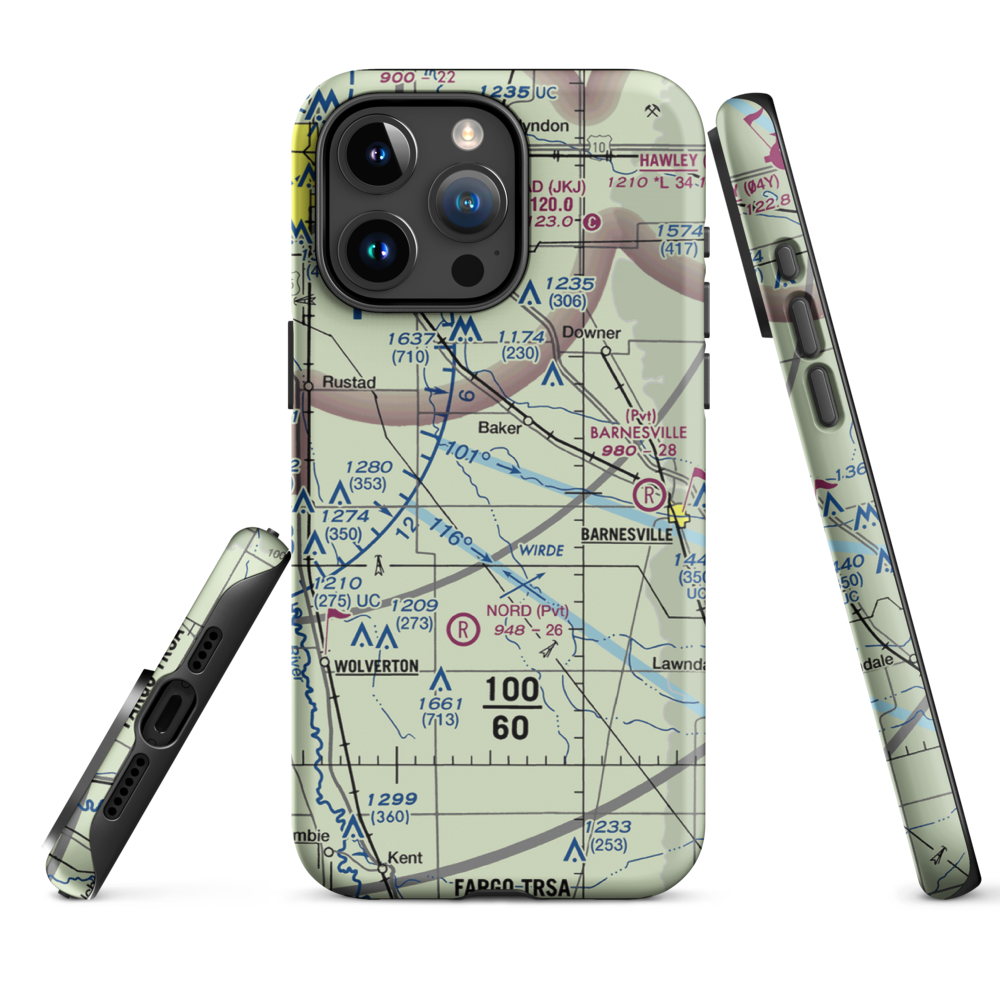 Wagner Farm Airport (36MN) VFR Sectional  Tough iPhone Case iPhone 15 Pro Max model shown
