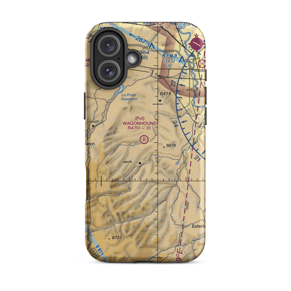 Wagonhound Airport (WY27) VFR Sectional  Tough iPhone Case iPhone 16 Plus model shown