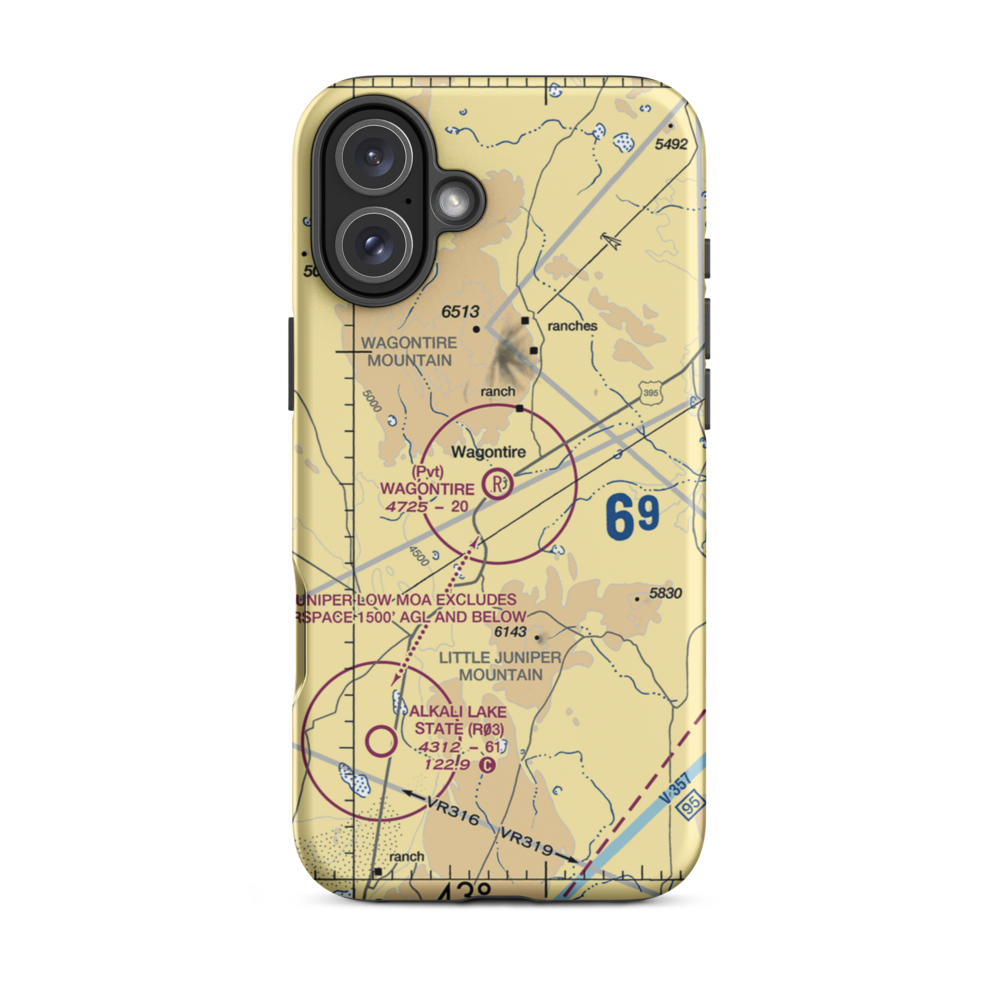 Wagontire Airport (81OR) VFR Sectional  Tough iPhone Case iPhone 16 Plus model shown