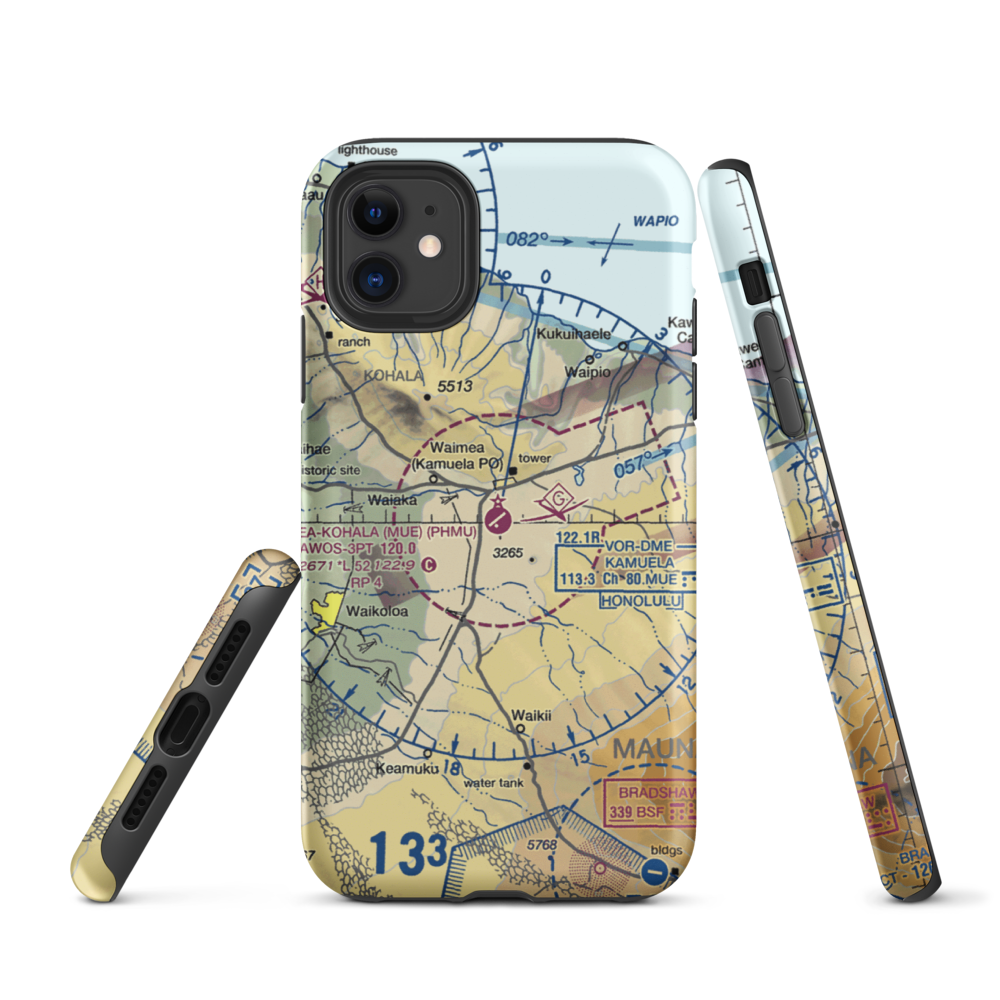 Waimea Kohala Airport (MUE) VFR Sectional  Tough iPhone Case iPhone 11 model shown