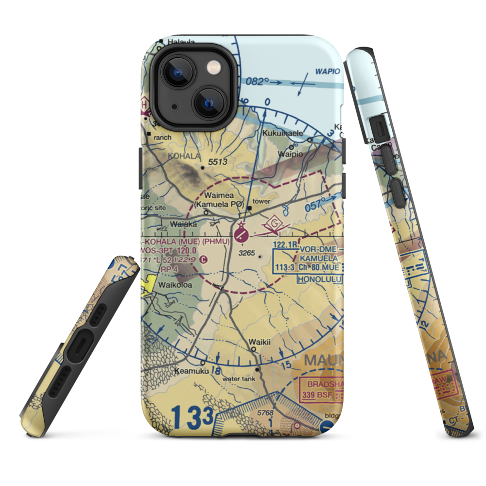 Waimea Kohala Airport (MUE) VFR Sectional  Tough iPhone Case iPhone 14 Plus model shown