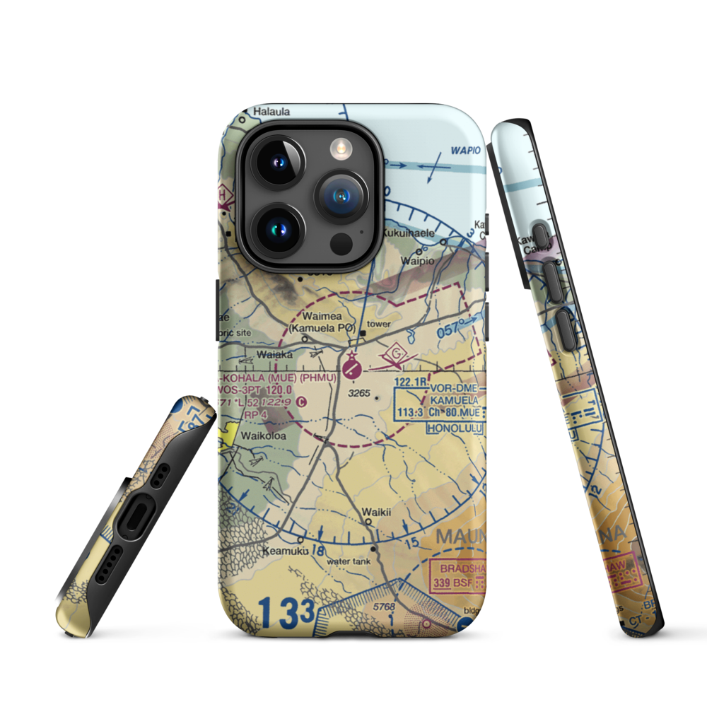 Waimea Kohala Airport (MUE) VFR Sectional  Tough iPhone Case iPhone 15 Pro model shown