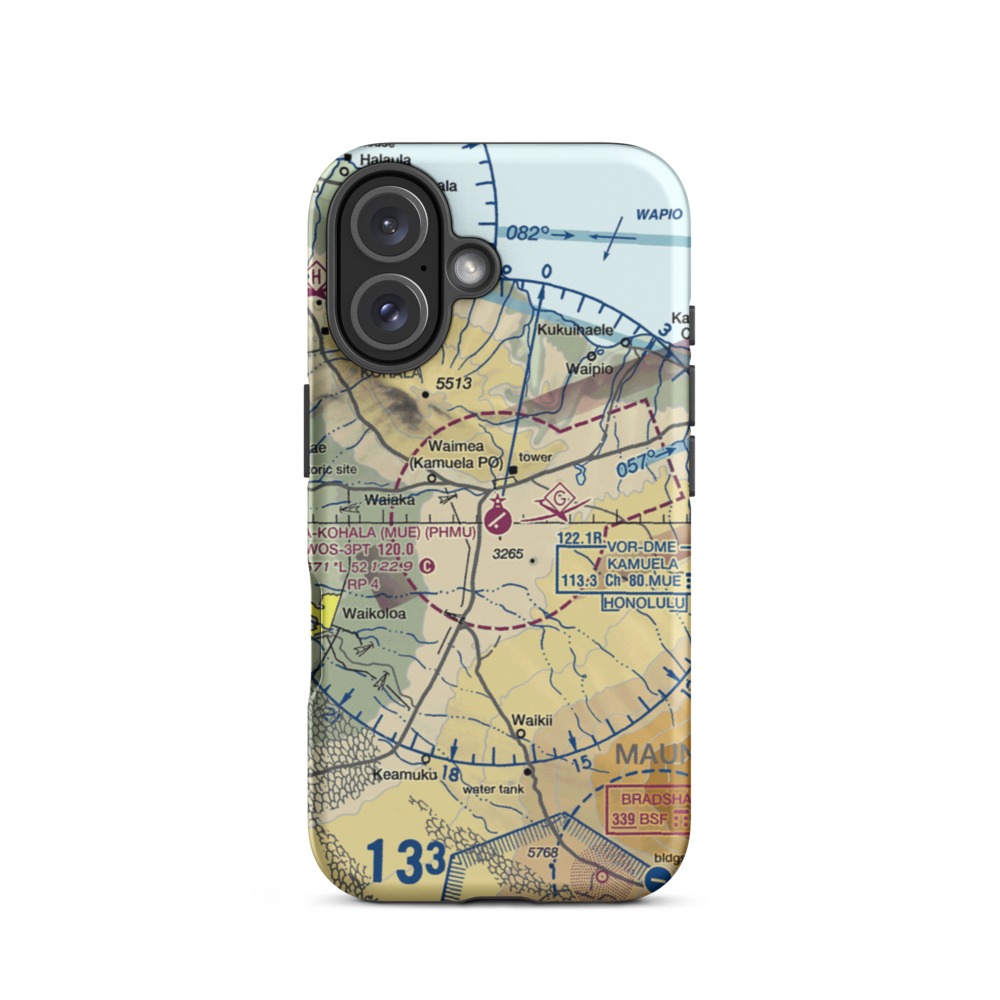 Waimea Kohala Airport (MUE) VFR Sectional  Tough iPhone Case iPhone 16 model shown