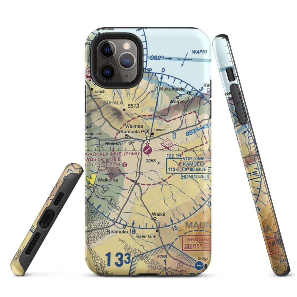 Waimea Kohala Airport (MUE) VFR Sectional  Tough iPhone Case iPhone 11 Pro Max model shown
