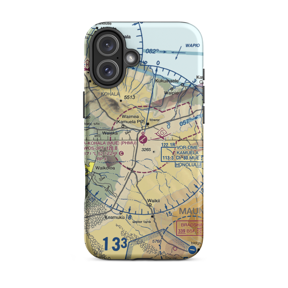 Waimea Kohala Airport (MUE) VFR Sectional  Tough iPhone Case iPhone 16 Plus model shown
