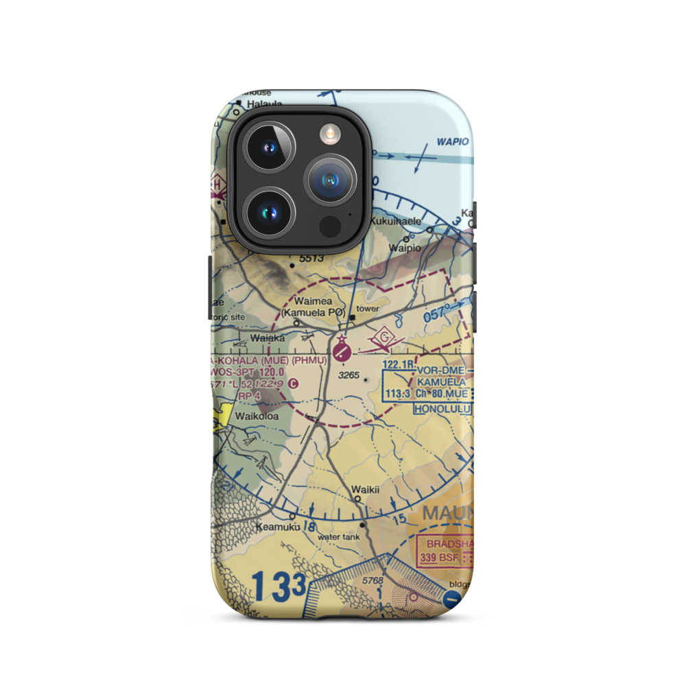 Waimea Kohala Airport (MUE) VFR Sectional  Tough iPhone Case iPhone 16 Pro model shown