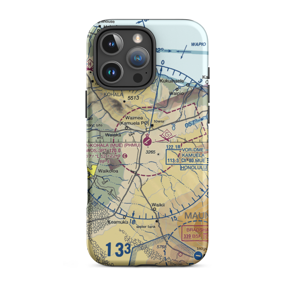 Waimea Kohala Airport (MUE) VFR Sectional  Tough iPhone Case iPhone 16 Pro Max model shown