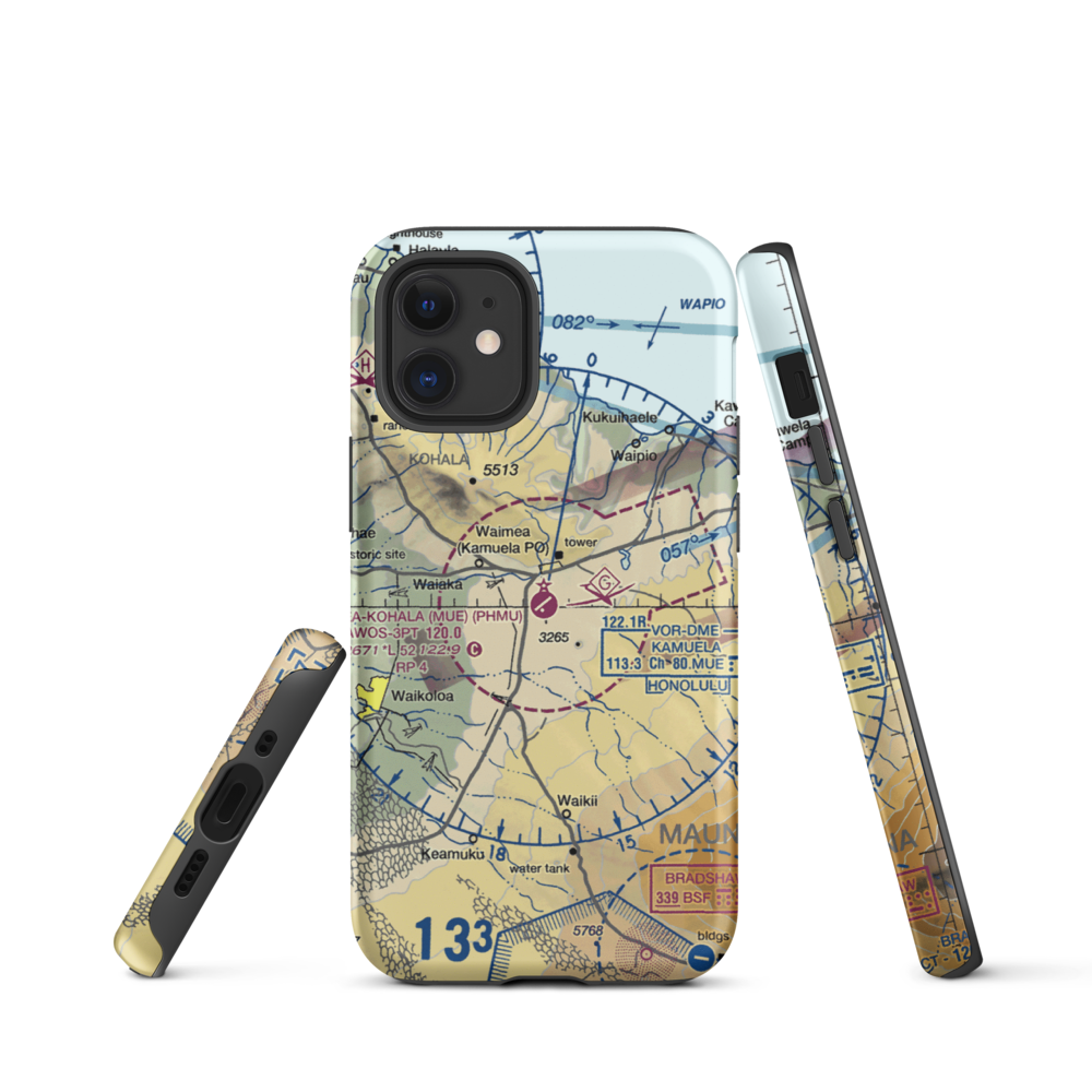 Waimea Kohala Airport (MUE) VFR Sectional  Tough iPhone Case iPhone 12 mini model shown