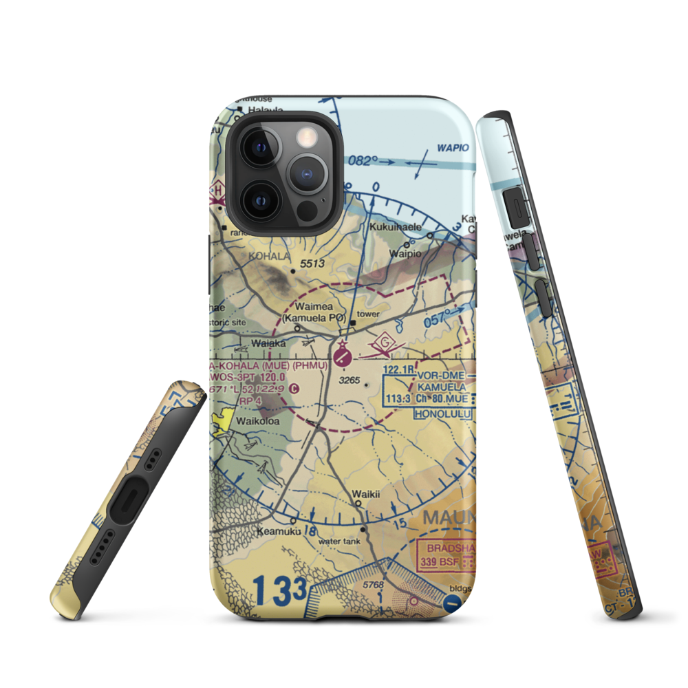 Waimea Kohala Airport (MUE) VFR Sectional  Tough iPhone Case iPhone 12 Pro model shown