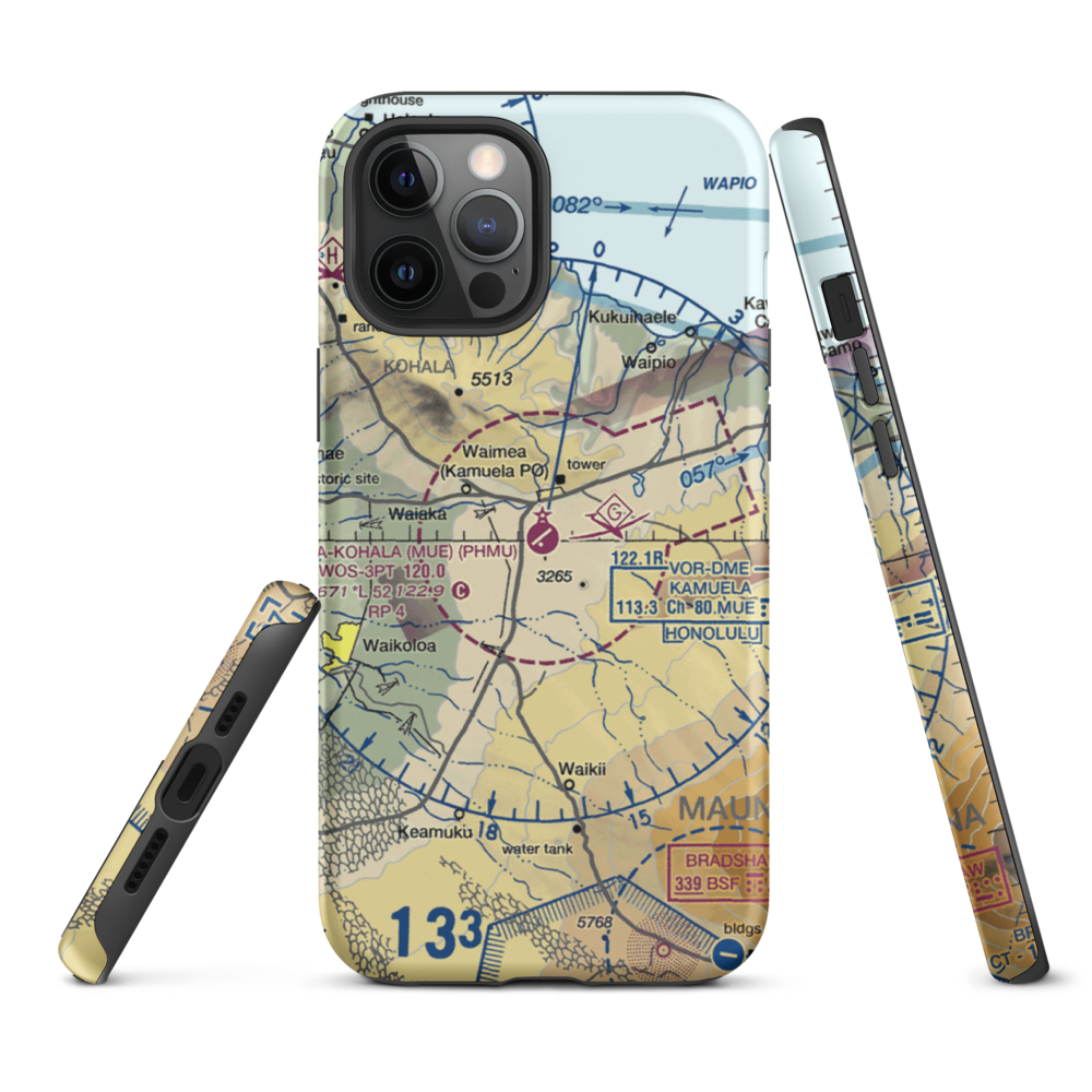 Waimea Kohala Airport (MUE) VFR Sectional  Tough iPhone Case iPhone 12 Pro Max model shown