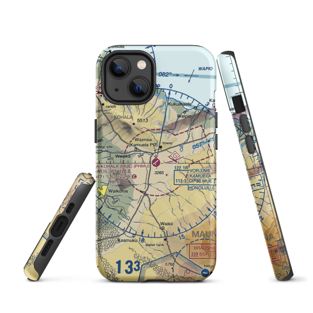Waimea Kohala Airport (MUE) VFR Sectional  Tough iPhone Case iPhone 13 model shown