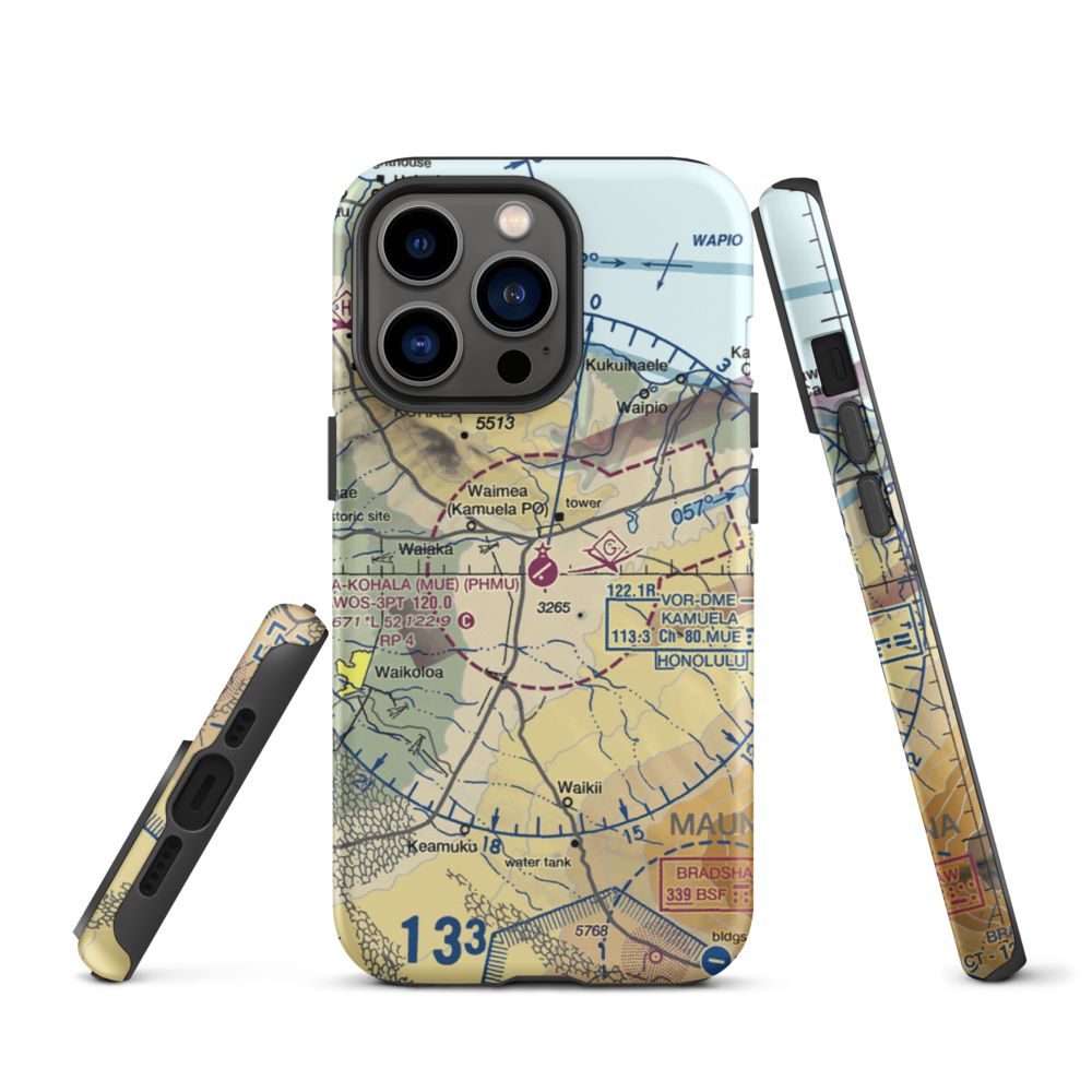 Waimea Kohala Airport (MUE) VFR Sectional  Tough iPhone Case iPhone 13 Pro model shown