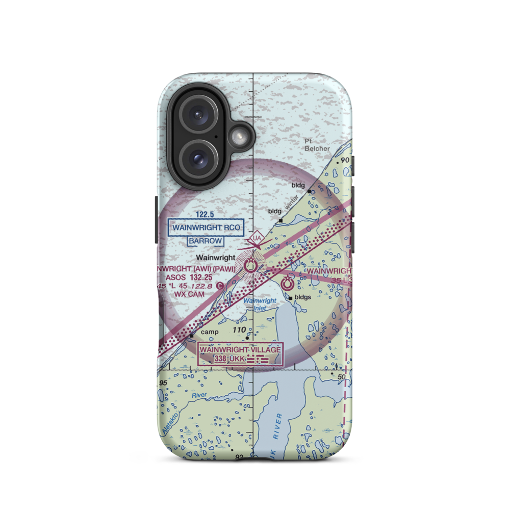 Wainwright Airport (AWI) VFR Sectional  Tough iPhone Case iPhone 16 model shown