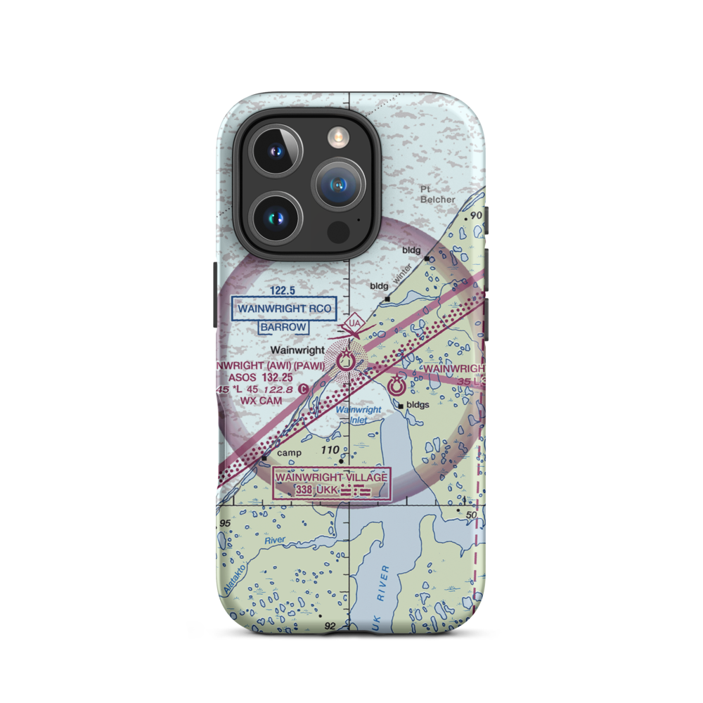 Wainwright Airport (AWI) VFR Sectional  Tough iPhone Case iPhone 16 Pro model shown
