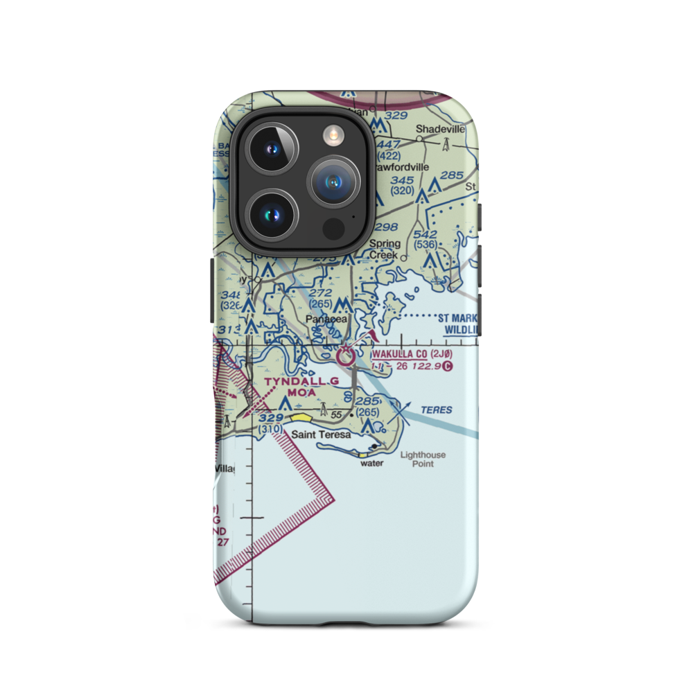 Wakulla County Airport (2J0) VFR Sectional  Tough iPhone Case iPhone 16 Pro model shown