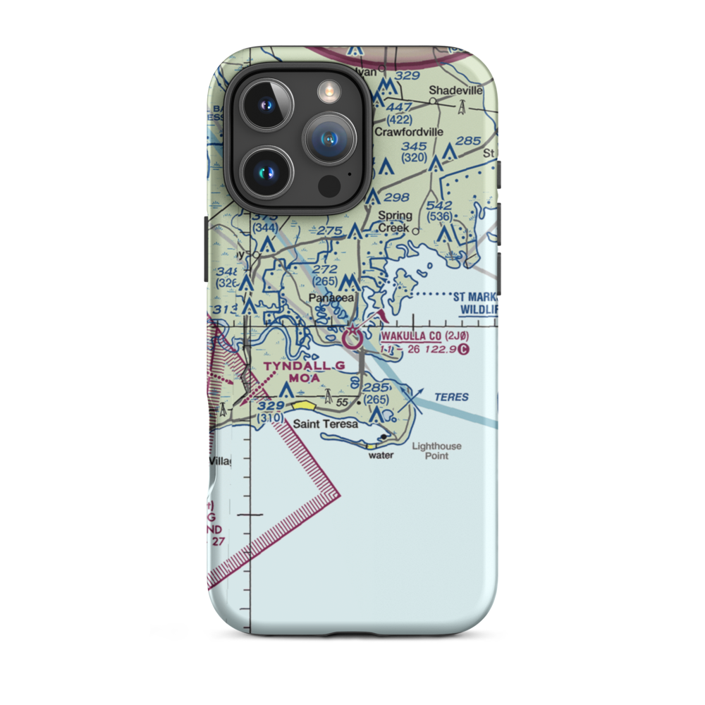 Wakulla County Airport (2J0) VFR Sectional  Tough iPhone Case iPhone 16 Pro Max model shown