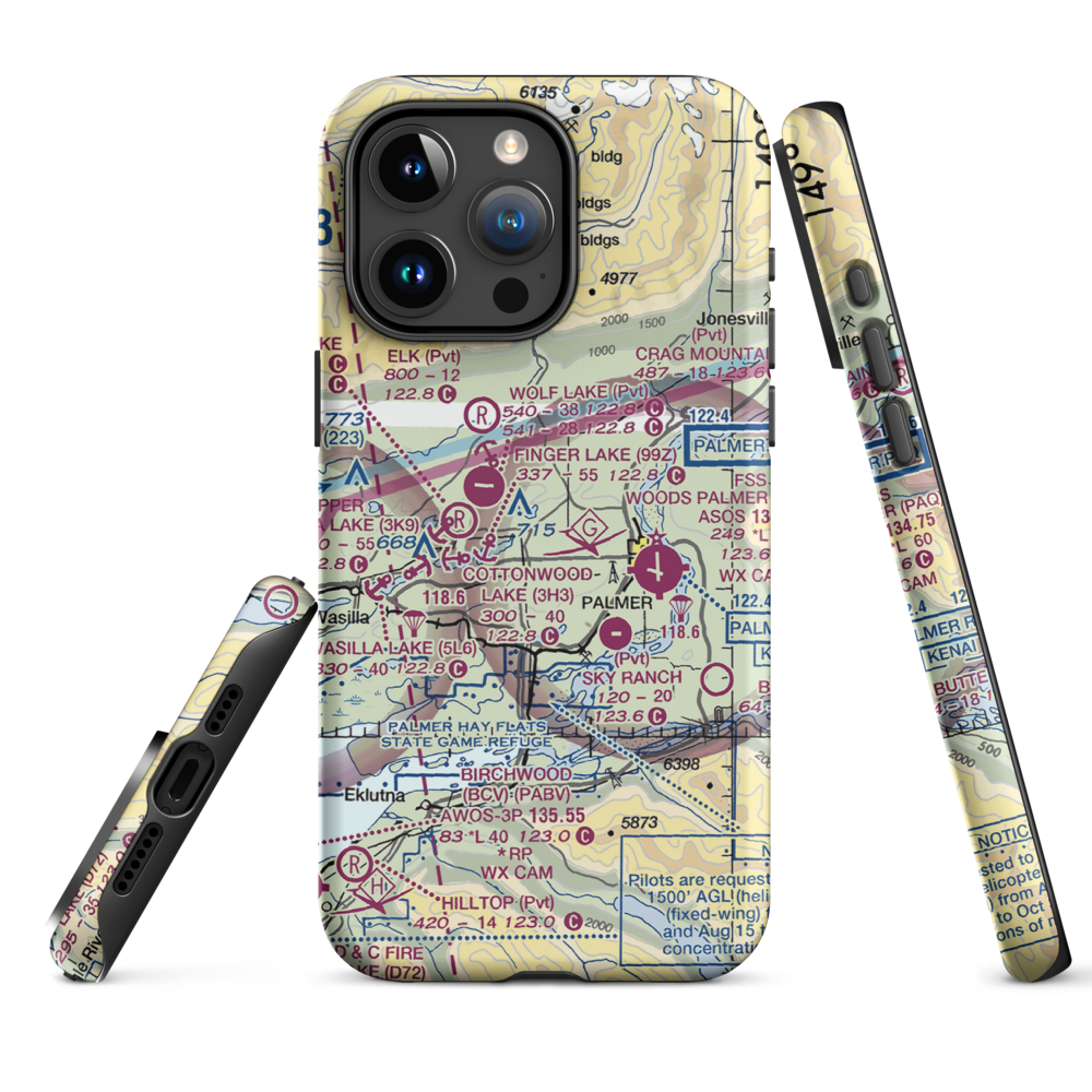 Walby Lake Seaplane Base (AA85) VFR Sectional  Tough iPhone Case iPhone 15 Pro Max model shown