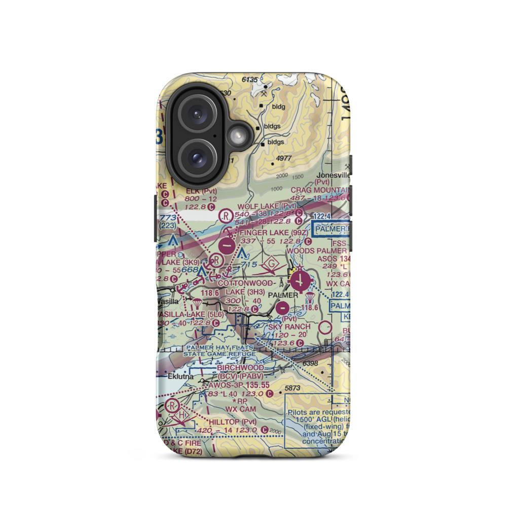 Walby Lake Seaplane Base (AA85) VFR Sectional  Tough iPhone Case iPhone 16 model shown