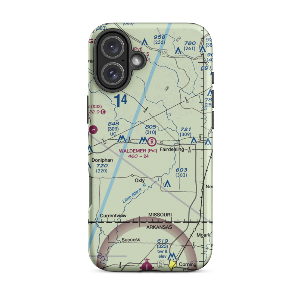 Waldemer Flying W Ranch Airport (MO58) VFR Sectional  Tough iPhone Case iPhone 16 Plus model shown