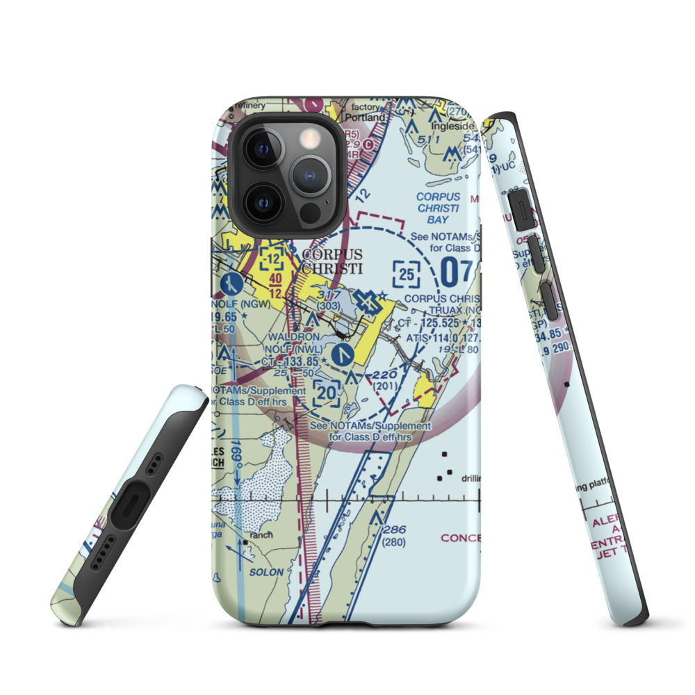 Waldron Field Nolf Airport (NWL) VFR Sectional  Tough iPhone Case iPhone 12 Pro model shown