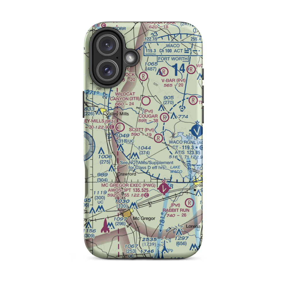 Wales Air Field (TE92) VFR Sectional  Tough iPhone Case iPhone 16 Plus model shown