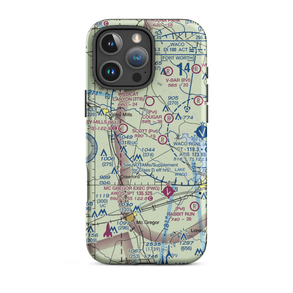 Wales Air Field (TE92) VFR Sectional  Tough iPhone Case iPhone 16 Pro Max model shown